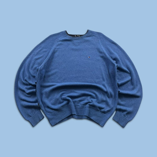 VINTAGE Y2K TOMMY HILFIGER KNITTED JUMPER BLUE