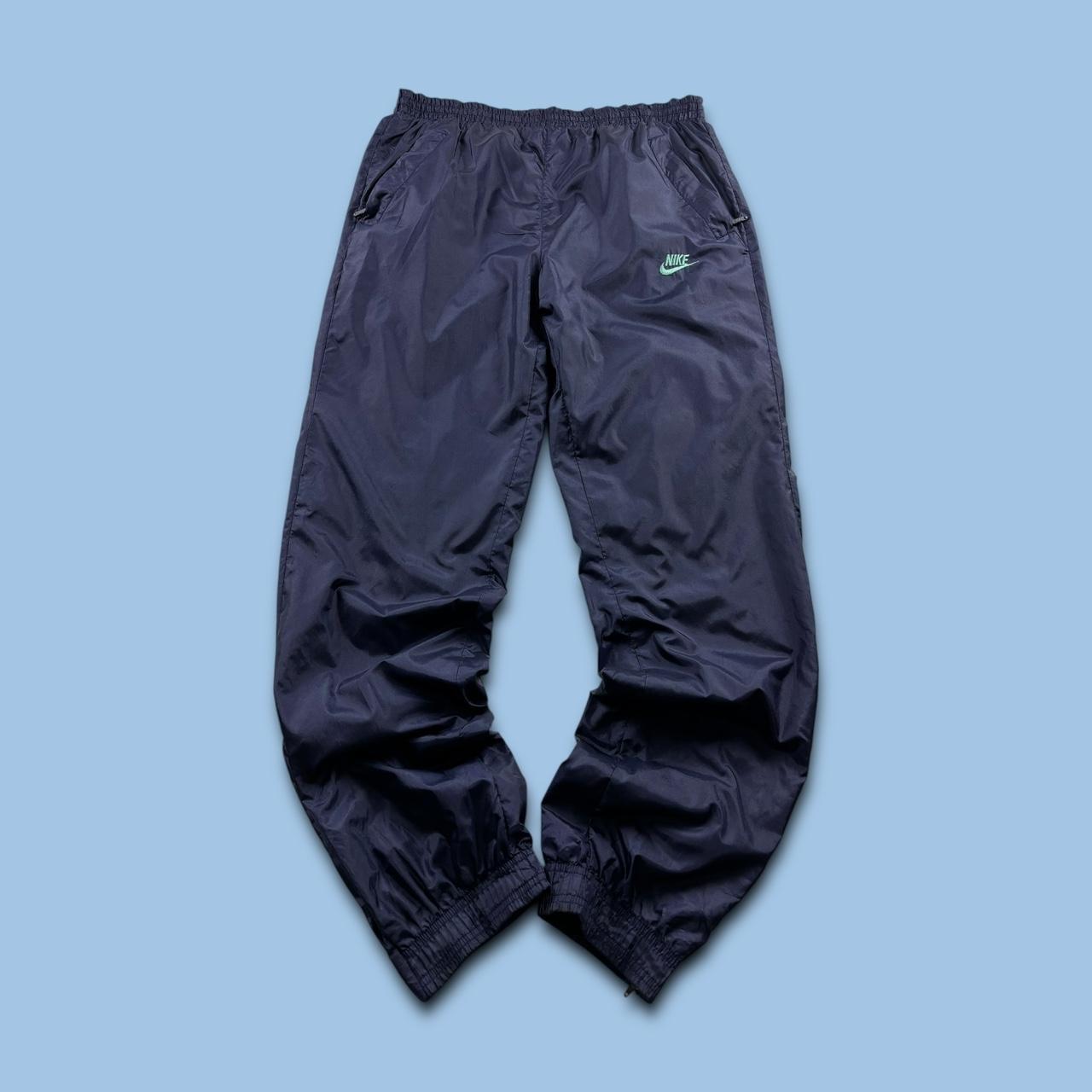 VINTAGE 90s NIKE STRAIGHT LEG BAGGY TRACKSUIT BOTTOMS NAVY