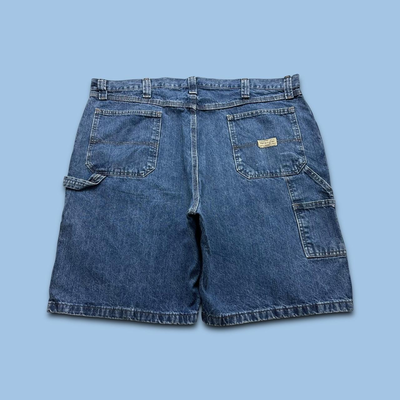 VINTAGE 00s WRANGLER BAGGY LOOSE CARPENTER JORTS BLUE