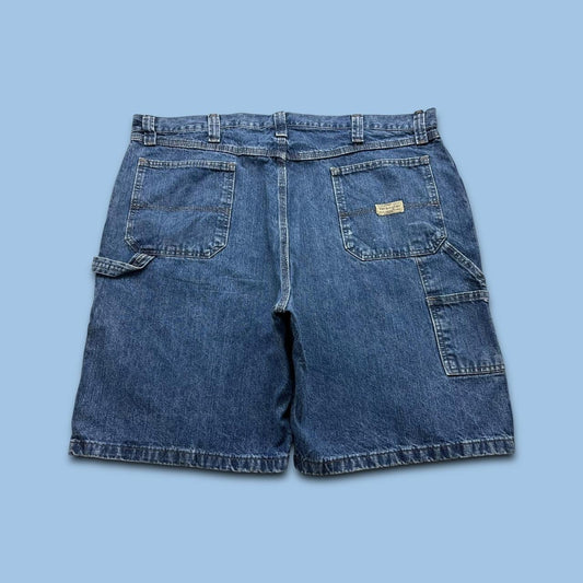 VINTAGE 00s WRANGLER BAGGY LOOSE CARPENTER JORTS BLUE