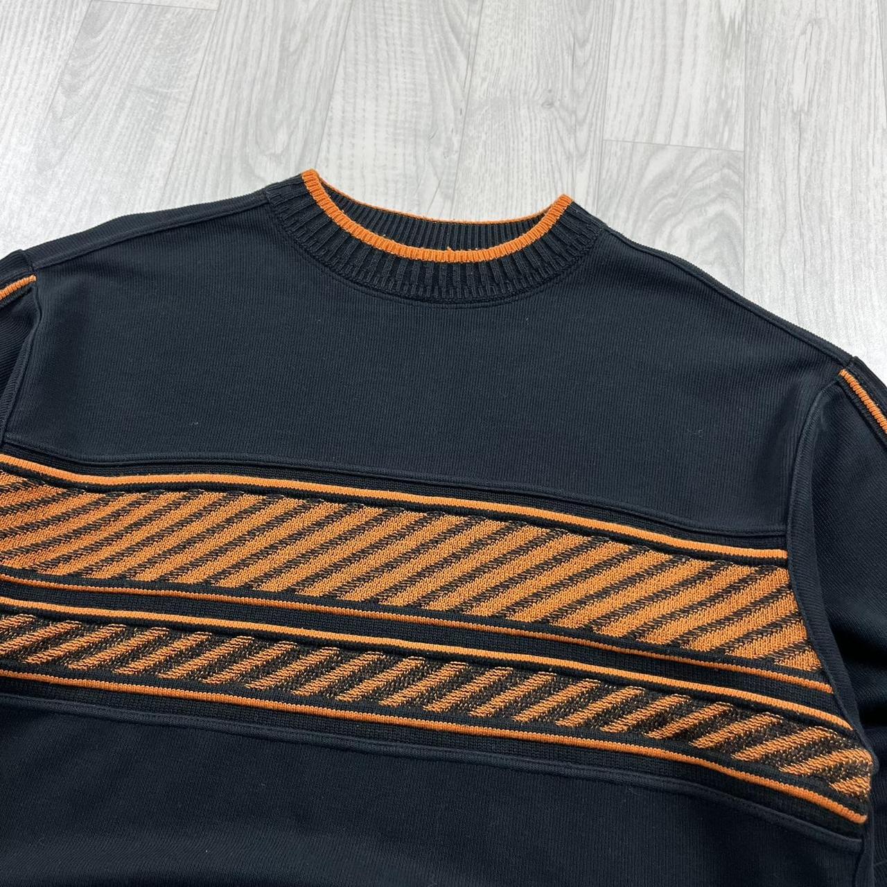 VINTAGE Y2K CARLO COLLUCI STRIPED KNITTED JUMPER BLACK ORANGE
