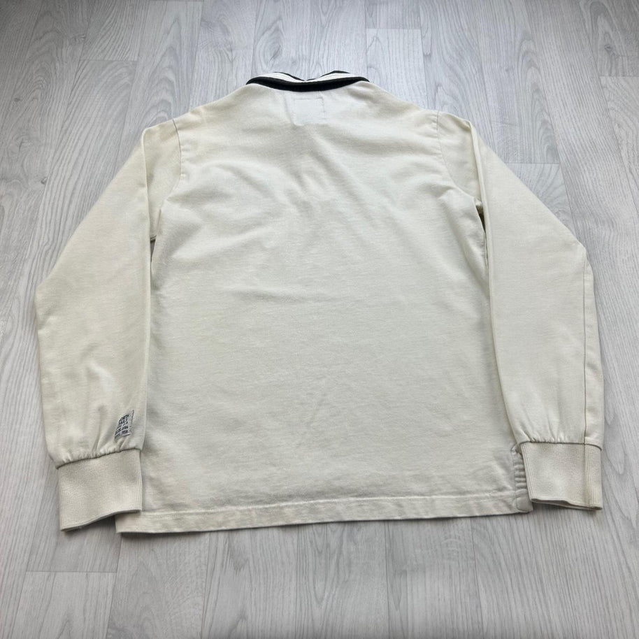 VINTAGE Y2K NORTH SAILS LONG SLEEVE RUGBY POLO SHIRT CREAM
