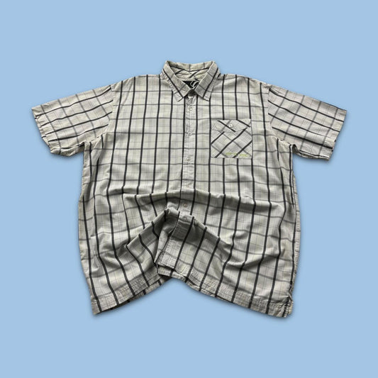VINTAGE Y2K ANIMAL CHECKERED SHORT SLEEVE SHIRT WHITE