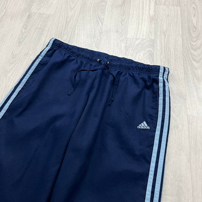 VINTAGE Y2K ADIDAS SIDE STRIPE BAGGY TRACKSUIT BOTTOMS NAVY BLUE (XL Ws)
