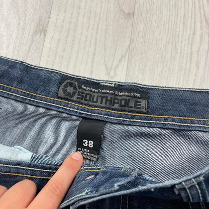 VINTAGE SOUTHPOLE BAGGY LOOSE SKATER HIP HOP JORTS NAVY (38w)