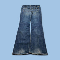 VINTAGE Y2K SILVER LOW RISE BOOTCUT FLARED JEANS NAVY BLUE