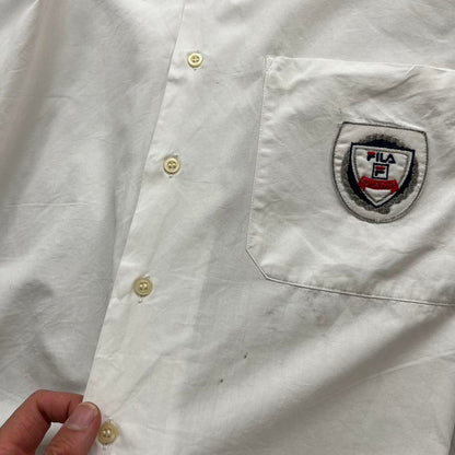 VINTAGE Y2K FILA BUTTON UP SHORT SLEEVE SHIRT WHITE