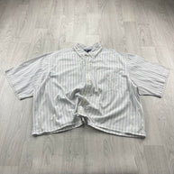 VINTAGE 00s RALPH LAUREN STRIPED CROPPED SHORT SLEEVE BUTTON UP SHIRT WHITE