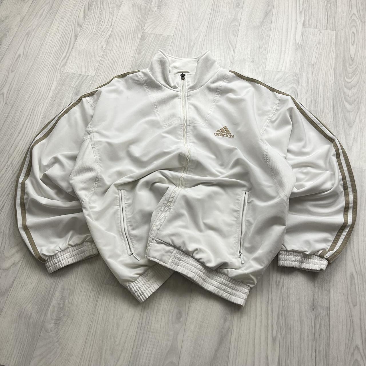 VINTAGE 90s ADIDAS BOXY WINDBREAKER TRACKSUIT JACKET WHITE