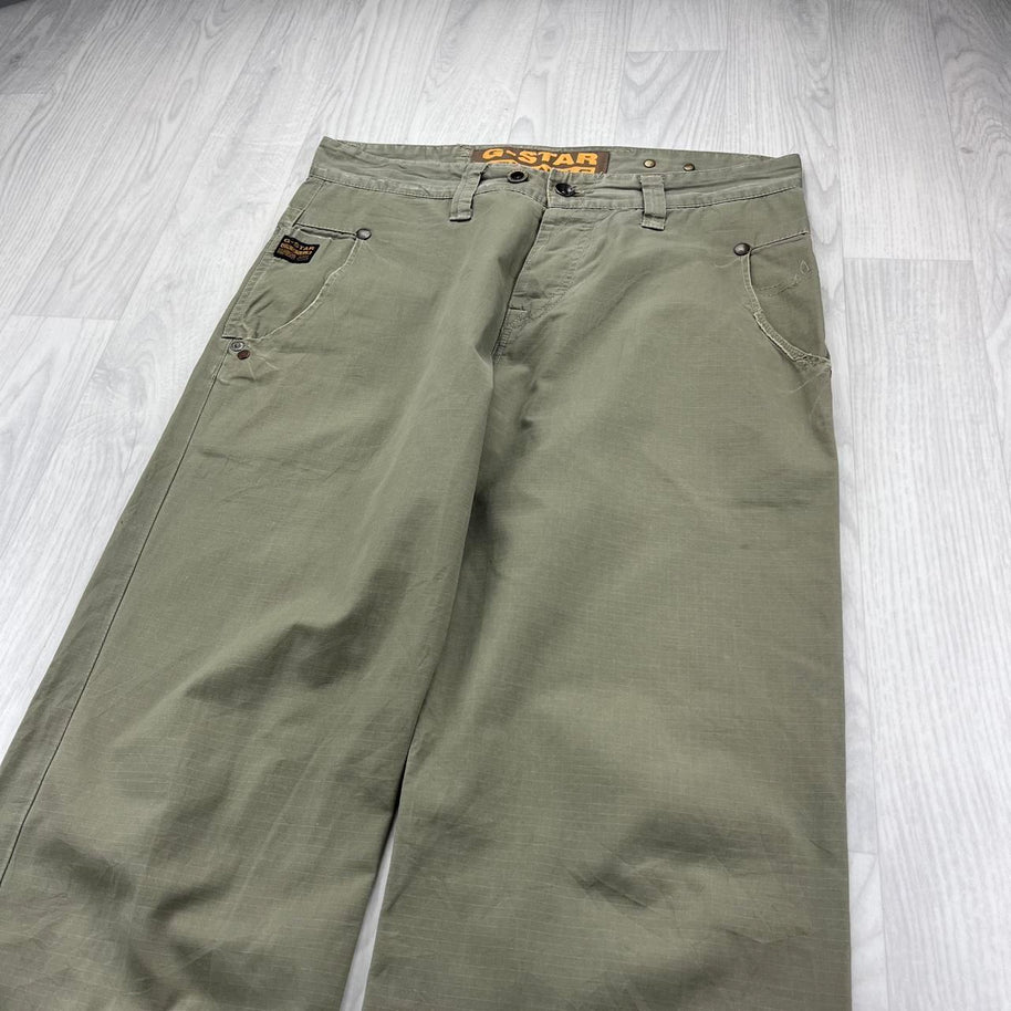 VINTAGE Y2K G STAR RAW BAGGY JEANS KHAKI GREEN