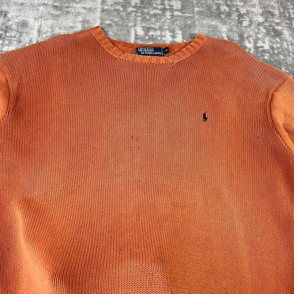 VINTAGE Y2K RALPH LAUREN CHUNKY ESSENTIAL KNITTED JUMPER ORANGE
