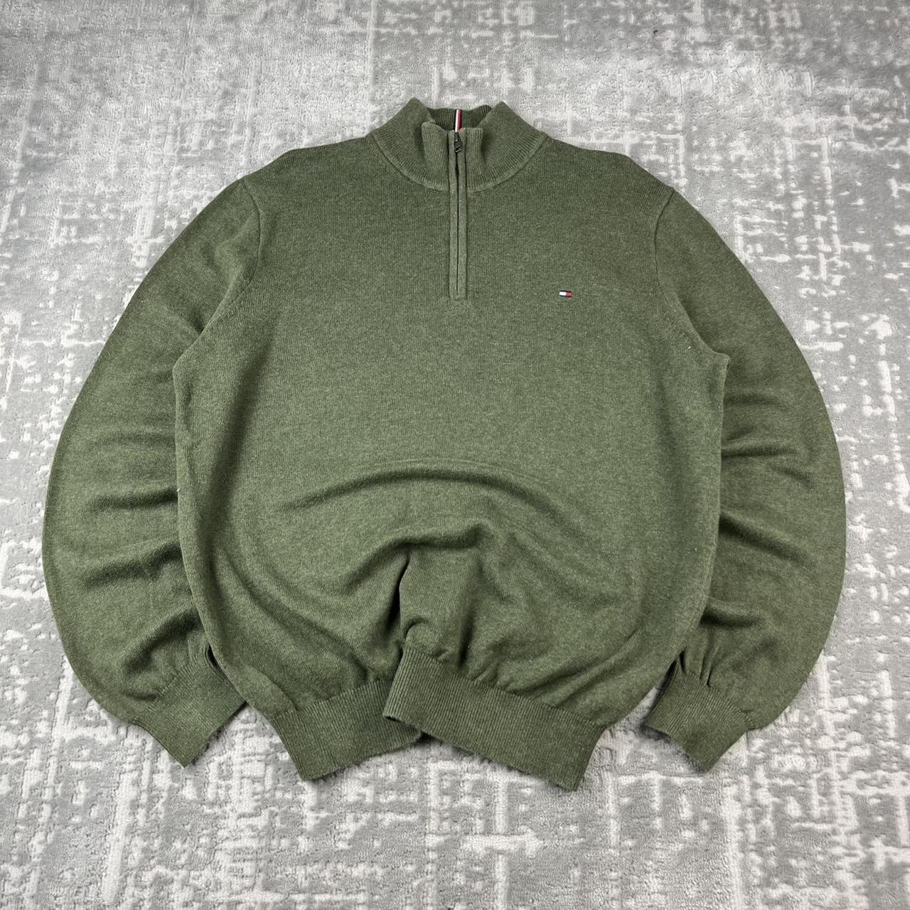 VINTAGE Y2K TOMMY HILFIGER LIGHT KNITTED JUMPER KHAKI