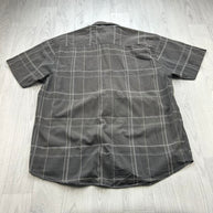 VINTAGE 00s CHECKERED SHORT SLEEVE BUTTON UP SHIRT BROWN