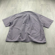 VINTAGE 00s RALPH LAUREN CHECKERED CROPPED SHORT SLEEVE BUTTON UP SHIRT PURPLE
