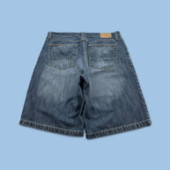 VINTAGE Y2K US POLO ASSN BAGGY DENIM JORTS NAVY BLUE