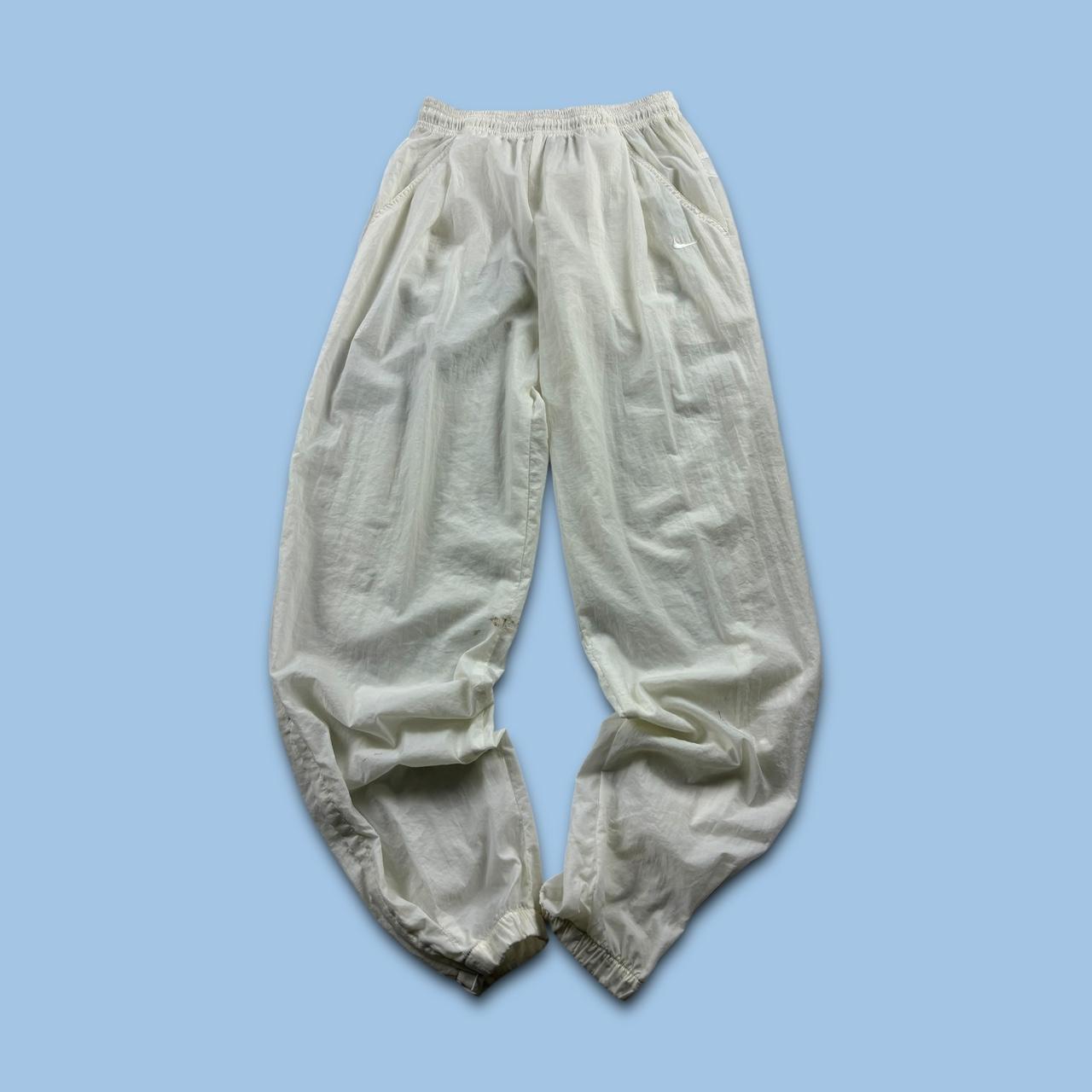 VINTAGE 90s NIKE BAGGY TRACKSUIT BOTTOMS WHITE