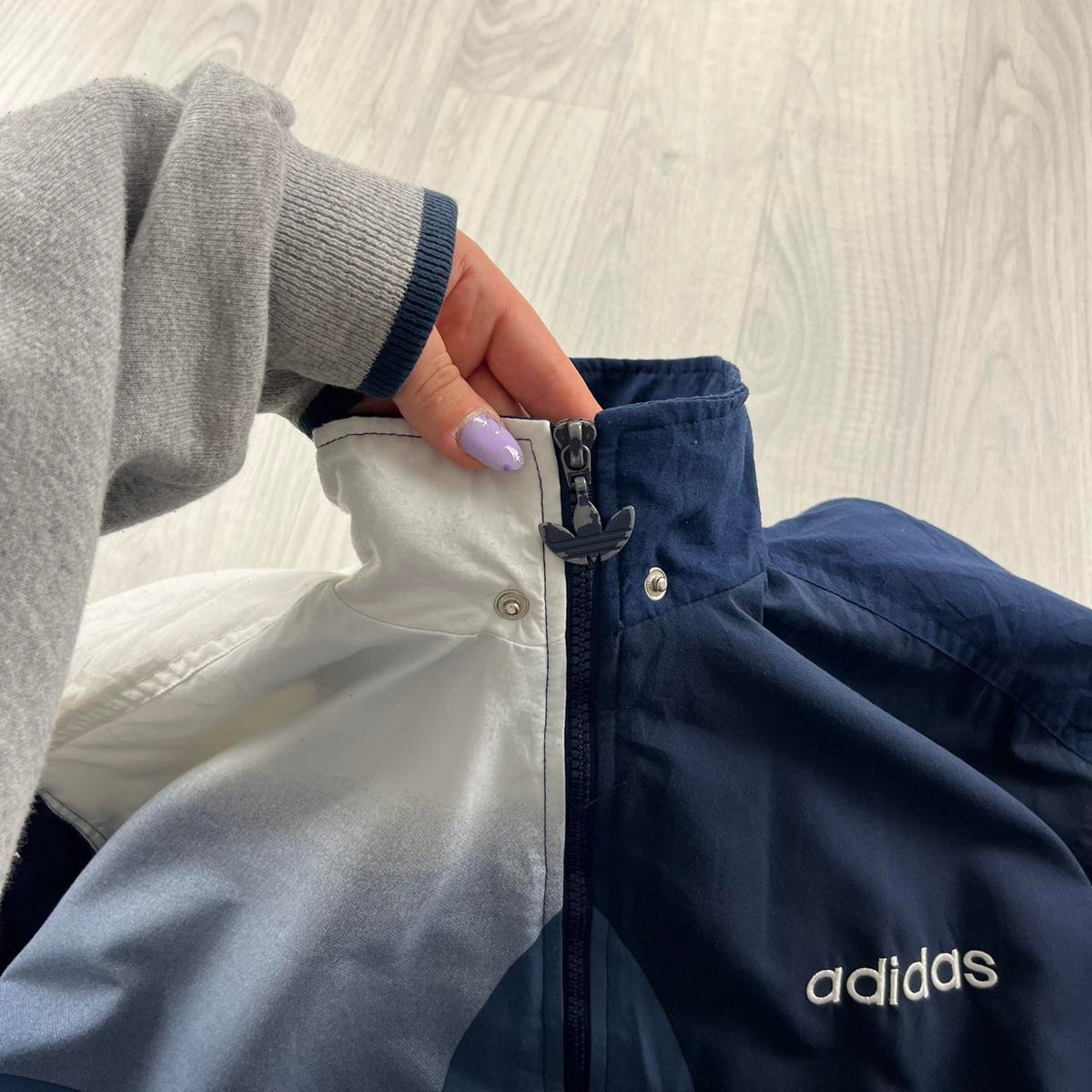 VINTAGE 90s ADIDAS TREFOIL LIGHTWEIGHT TRACK JACKET NAVY