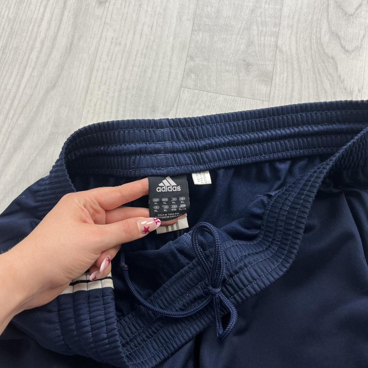 VINTAGE Y2K ADIDAS SIDE STRIPE BAGGY TRACKSUIT BOTTOMS NAVY