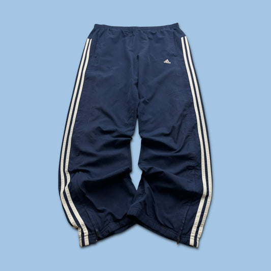 VINTAGE Y2K ADIDAS SIDE STRIPE BAGGY TRACKSUIT BOTTOMS NAVY