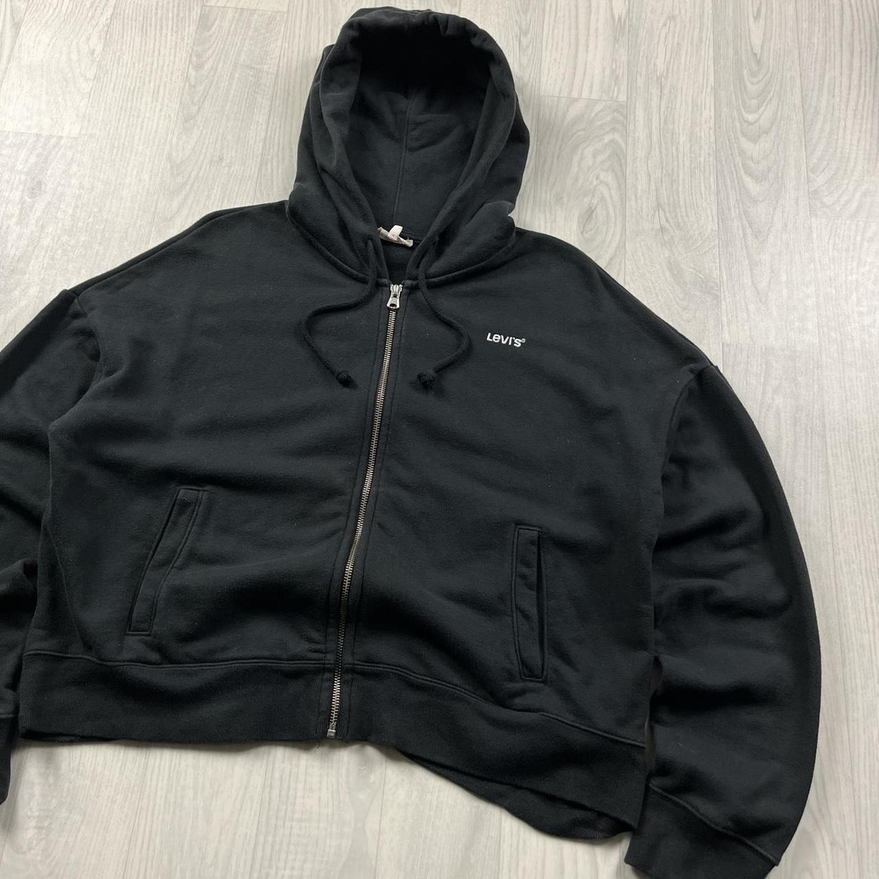 VINTAGE Y2K LEVIS ZIP CROPPED HOODIE BLACK