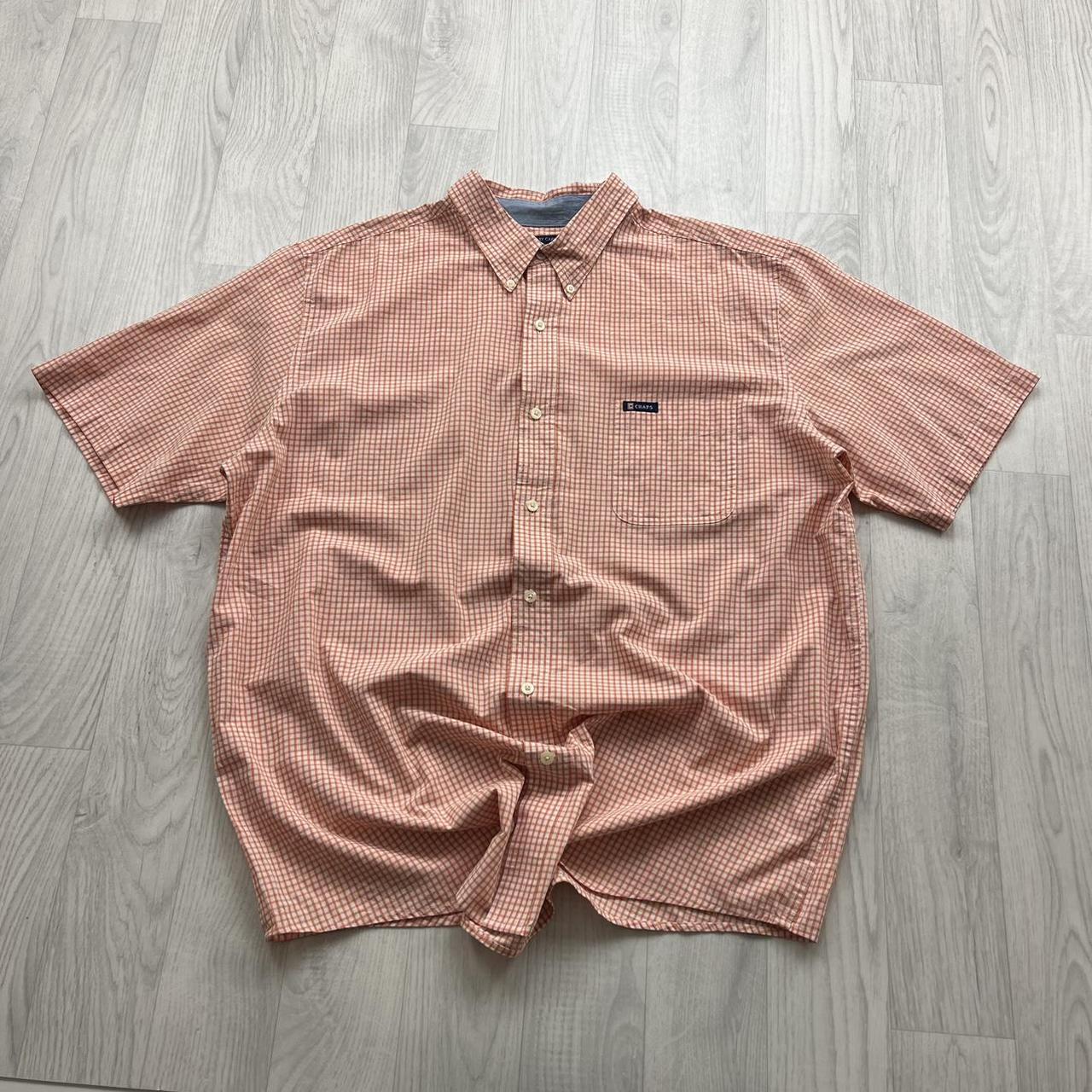 VINTAGE Y2K CHAPS SHORT SLEEVE PLAID SHIRT ORANGE