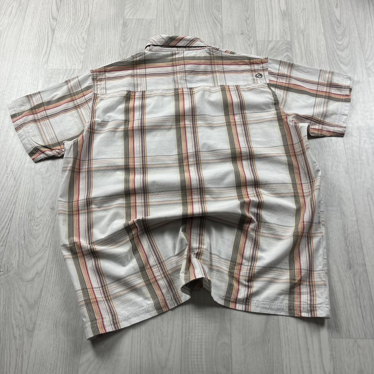 VINTAGE Y2K ANIMAL CHECKERED SHORT SLEEVE SHIRT CREAM MULTI
