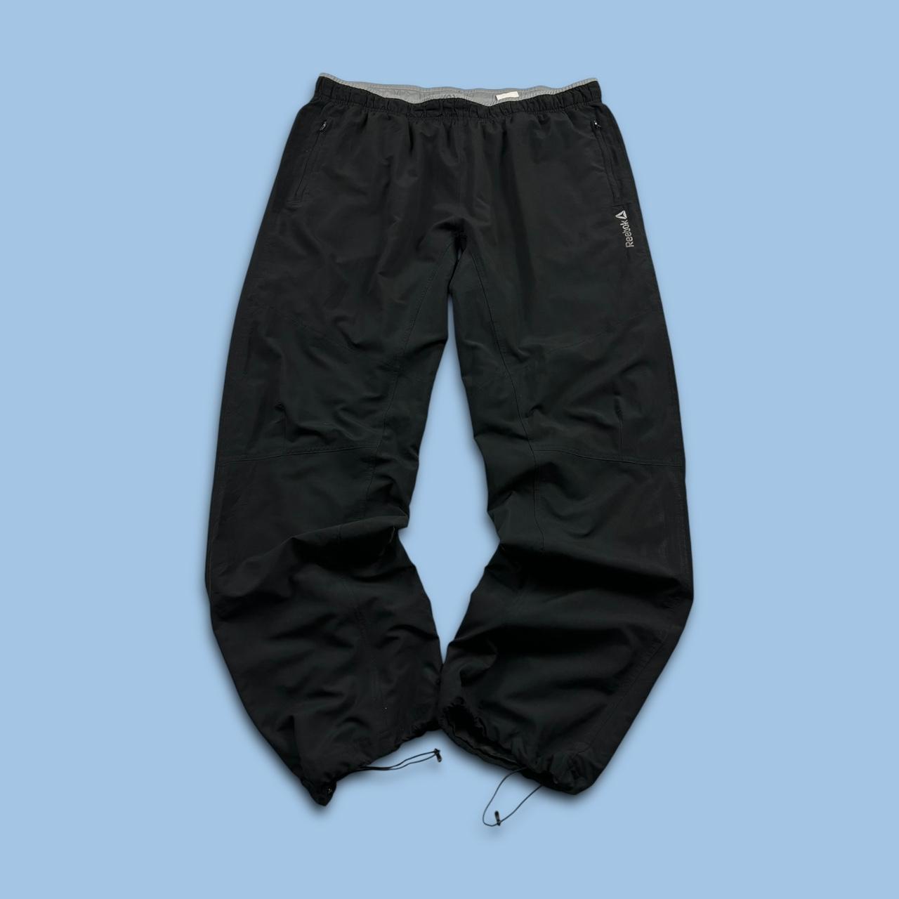 VINTAGE Y2K REEBOK BAGGY TECHNICAL TRACKSUIT BOTTOMS BLACK