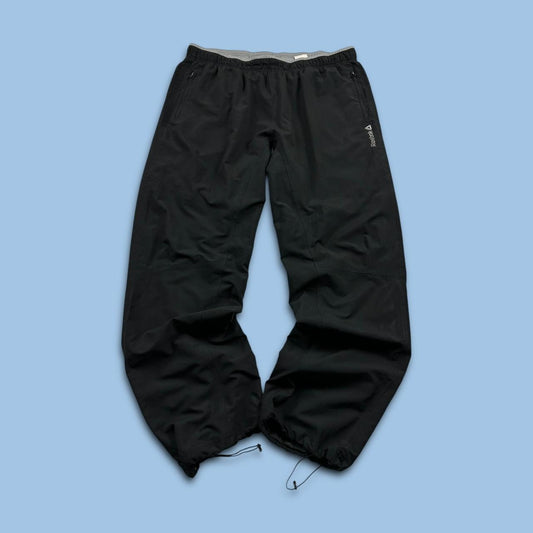 VINTAGE Y2K REEBOK BAGGY TECHNICAL TRACKSUIT BOTTOMS BLACK
