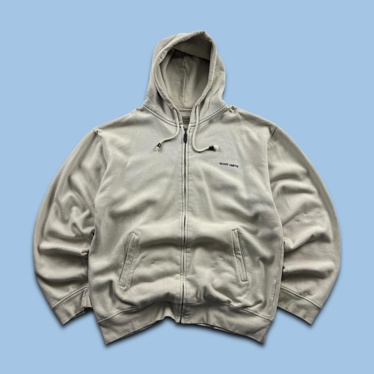 VINTAGE Y2K TEDDY SMITH SPELL OUT HOODIE CREAM