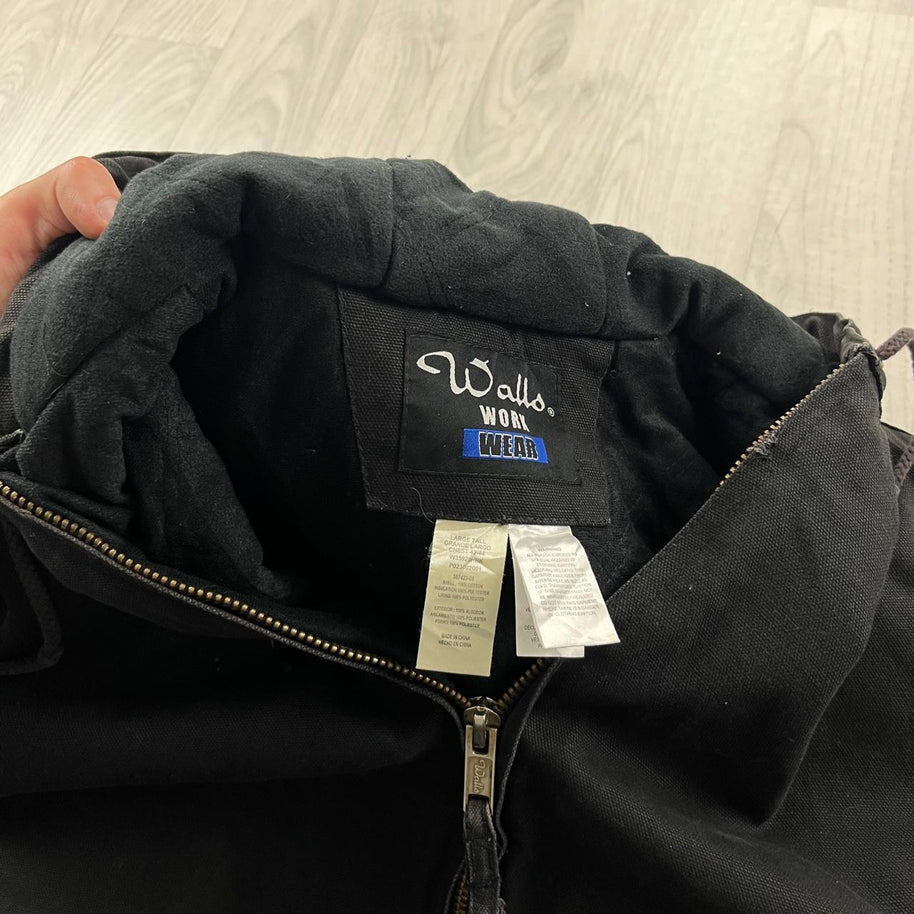 VINTAGE Y2K WALLS HOODED WORKWEAR BOMBER JACKET BLACK