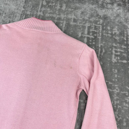 VINTAGE Y2K ADIDAS ZIP UP KNITTED JUMPER BABY PINK