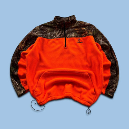 VINTAGE REALTREE QUARTER ZIP FLEECE CAMO ORANGE