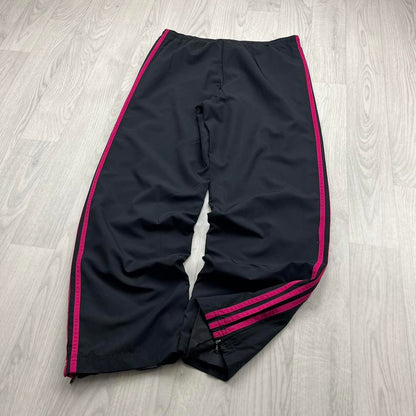 VINTAGE Y2K ADIDAS SIDE STRIPE BAGGY TRACKSUIT BOTTOMS BLACK PINK (M Ws)