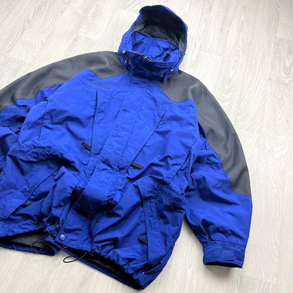 VINTAGE 00s COLUMBIA TECHNICAL HOODED UTILITY SKI JACKET BLUE BLACK