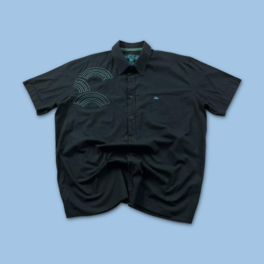 VINTAGE Y2K QUIKSILVER SHORT SLEEVE SHIRT NAVY BLUE