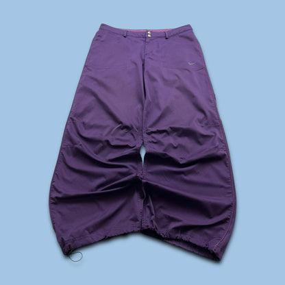 VINTAGE Y2K NIKE BAGGY LOW RISE TECHNICAL TRACKSUIT BOTTOMS PURPLE