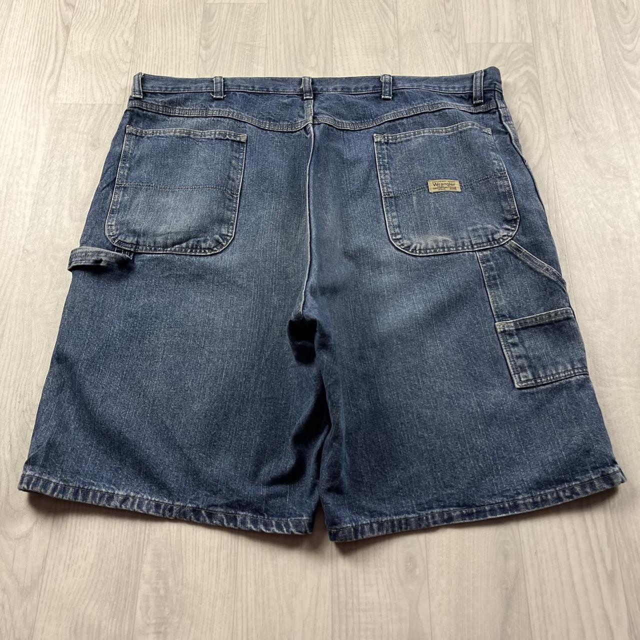 VINTAGE 00s WRANGLER BAGGY LOOSE CARPENTER JORTS BLUE
