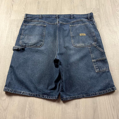 VINTAGE 00s WRANGLER BAGGY LOOSE CARPENTER JORTS BLUE