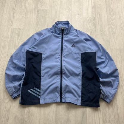 VINTAGE 90s ADIDAS PANELLED WINDBREAKER TRACK JACKET BLUE