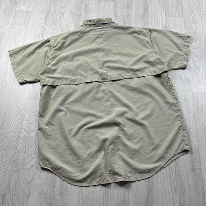 VINTAGE Y2K REDINGTON SHORT SLEEVE UTILITY SHIRT BEIGE
