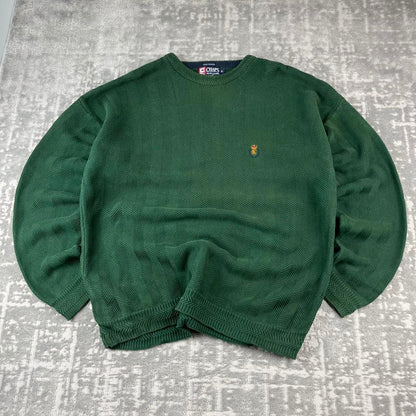 VINTAGE Y2K CHAPS CHUNKY RIBBED ESSENTIAL KNITTED JUMPER GREEN