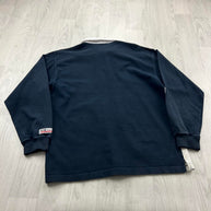VINTAGE Y2K REEBOK LONG SLEEVE RUGBY POLO SHIRT NAVY WHITE