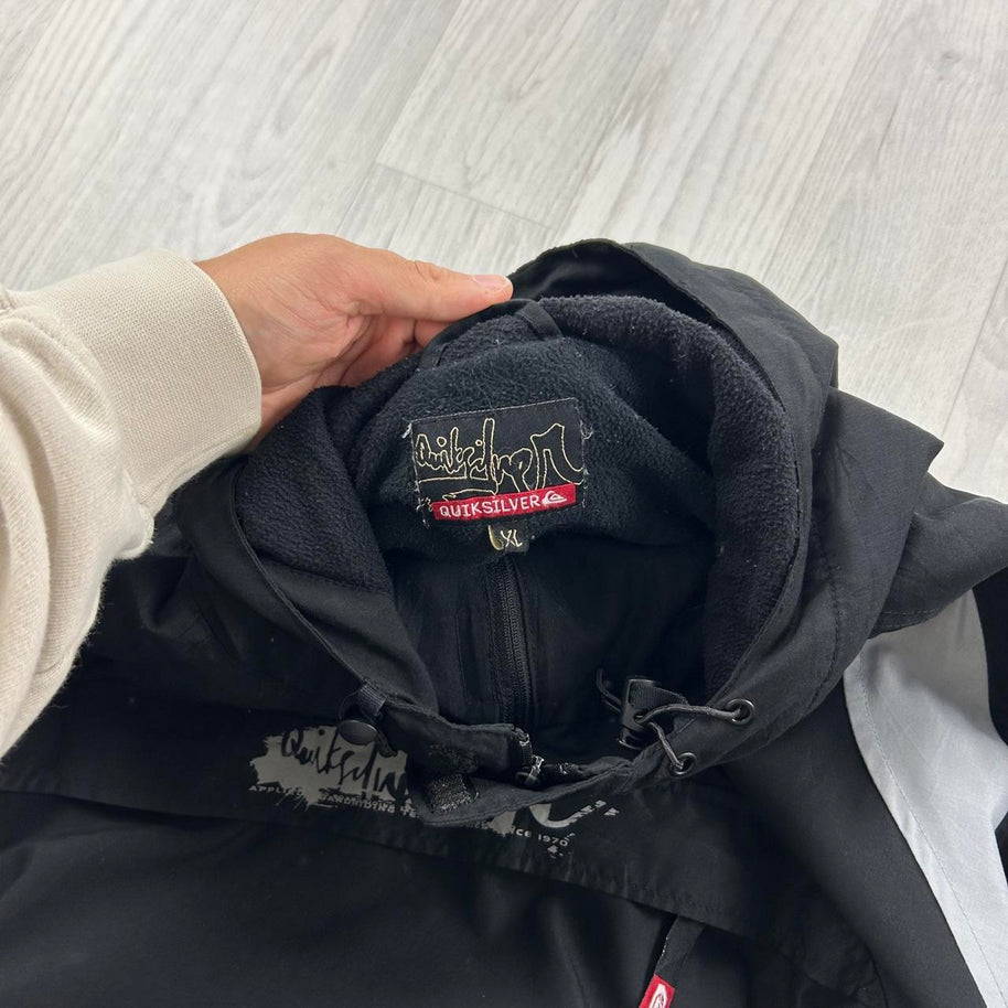 VINTAGE Y2K QUIKSILVER CENTRE LOGO QUARTER ZIP JACKET BLACK