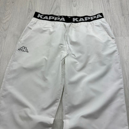 VINTAGE Y2K KAPPA BAGGY TRACKSUIT BOTTOMS WHITE