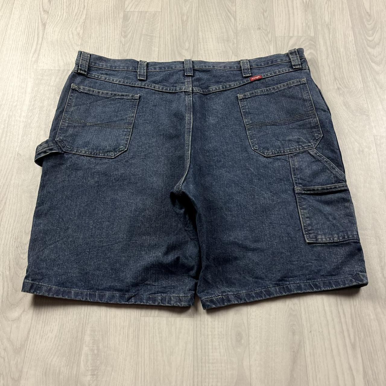 VINTAGE 00s WRANGLER BAGGY LOOSE CARPENTER JORTS BLUE