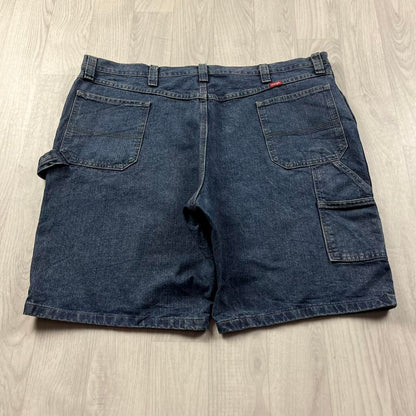 VINTAGE 00s WRANGLER BAGGY LOOSE CARPENTER JORTS BLUE