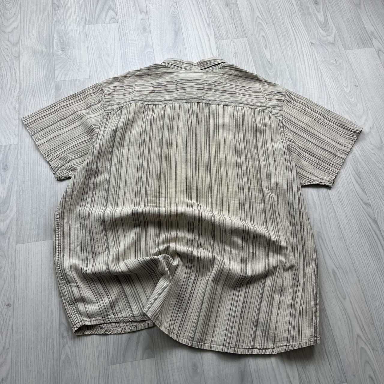 VINTAGE Y2K COLUMBIA STRIPED BUTTON UP SHORT SLEEVE SHIRT CREAM