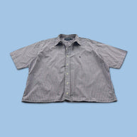 VINTAGE 00s RALPH LAUREN CHECKERED CROPPED SHORT SLEEVE BUTTON UP SHIRT PURPLE