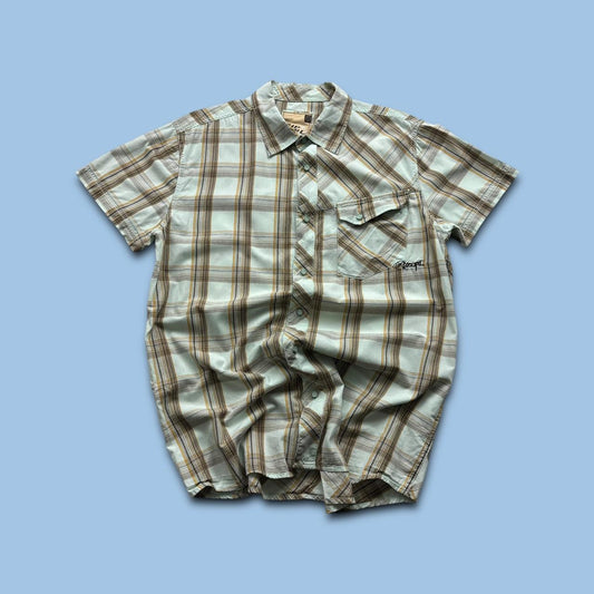 VINTAGE Y2K RIP CURL PLAID SHORT SLEEVE SHIRT GREY