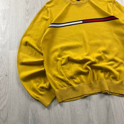 VINTAGE Y2K TOMMY HILFIGER FLAG KNITTED JUMPER YELLOW (M)